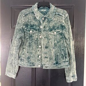 POL Green Distressed like Corduroy Jacket